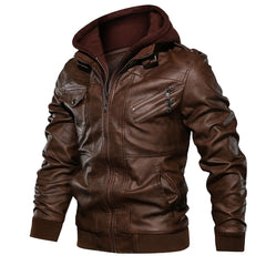 Edinburgh Men's Bomber Hooded Leather Jacket