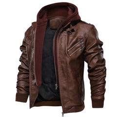 Edinburgh Men's Bomber Hooded Leather Jacket