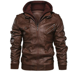 Edinburgh Men's Bomber Hooded Leather Jacket