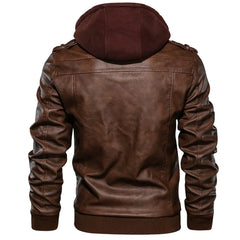 Edinburgh Men's Bomber Hooded Leather Jacket