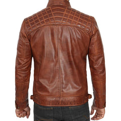 Men's Quilted Cafe Racer Leather Jacket