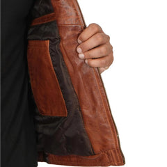Men's Quilted Cafe Racer Leather Jacket