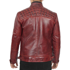 Men's Quilted Cafe Racer Leather Jacket