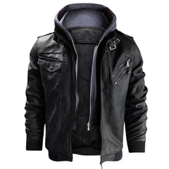 Edinburgh Men's Bomber Hooded Leather Jacket