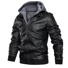 Edinburgh Men's Bomber Hooded Leather Jacket