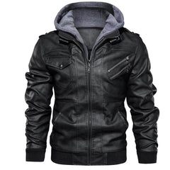 Edinburgh Men's Bomber Hooded Leather Jacket